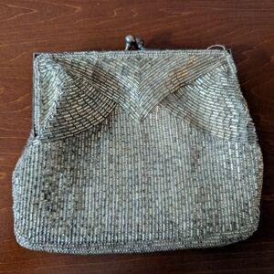 Vintage Magid Elegant Silver Beaded Clutch